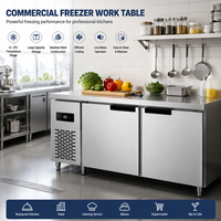 Table de travail commerciale sur mesure OEM en acier inoxydable pour congélateur, comptoir de préparation pour hôtel, restaurant, cuisine