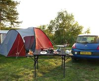 Table de camping en métal portable pour pique-nique en extérieur et intérieur avec table latérale et sac en filet, mobilier d'extérieur