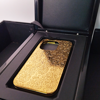 Étui de protection 2-en-1 de haute qualité, acceptant le logo personnalisé, en or, luxe, gravure profonde, poli, pour iPhone