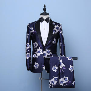 男士套装<span class=keywords><strong>2</strong></span>件套修身礼服男士佩斯利套装礼服披肩翻领单扣西装马甲舞会长裤套装 - Product Image 6