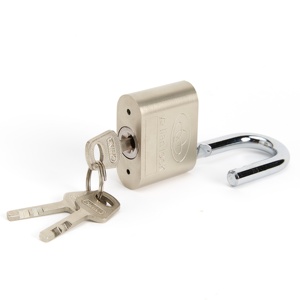 Cadeado de Ferro com Haste de Aço |   Fechadura de Segurança com Chave Eletrogalvanizada Antifurto para Portões Industriais e Armazenamento Externo Residencial - Product Image 2