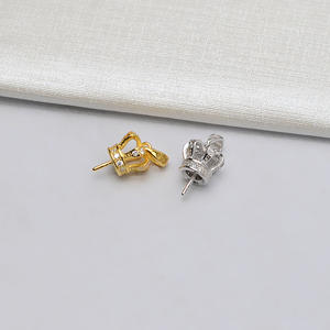 จี้เงินแท้ S925 รูปมงกุฎสามมิติ สำหรับทำเครื่องประดับ DIY พร้อมฝาครอบไข่มุกเปล่า - Product Image 3