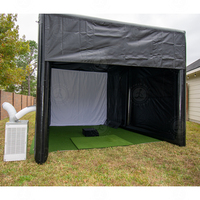 EJIA Simulateur de golf gonflable d'extérieur et cage de frappe en PVC/Oxford noir, taille 4x3m