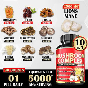 Private Label 10 in 1 capsule di funghi complessi Lions Mane Cordyceps Chaga Mushroom capsule supplemento per chiarezza mentale - Product Image 2