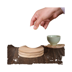 SINCERE DIY Pine Wood Coffee Tea <strong>Cup</strong> <strong>Coasters</strong> 10x10cm Round Modern Eco-Friendly - Product Image 3