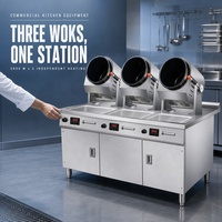 Robot de cuisson automatique 3 têtes, machine électrique à frire, équipement de cuisine professionnel pour riz frit, nouilles et légumes