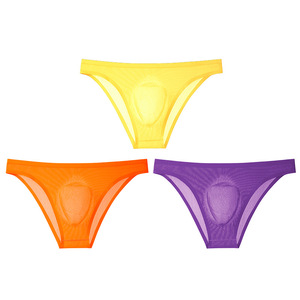 Sous-vêtements pour <span class=keywords><strong>homme</strong></span> en soie glacée 100% nylon ultra-fin, triangle taille basse, <span class=keywords><strong>sexy</strong></span>, sans couture, tricoté, uni, semi-transparent, lavage à la main - Product Image 2