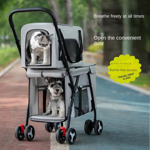 Kereta bayi hewan peliharaan kembar dapat dilipat dan portabel dapat dilepas untuk hewan peliharaan kecil dan sedang Kereta anjing murah - Product Image 5