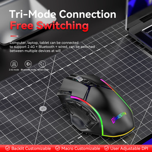 Souris de jeu sans fil W605 à trois modes, macro programmable, pleine vitesse, 12 touches, 24000 DPI, programmable - Product Image 2