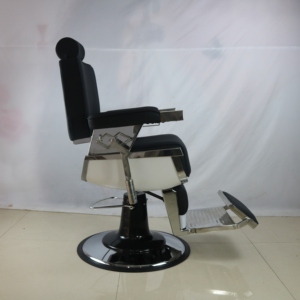 Sillón de Barbería de Lujo, Moderno, de Cuero PU de Alta Calidad, con Estructura de Acero Resistente, Color Negro - Product Image 4