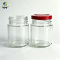 Stoples Kaca Transparan Mulut Lebar 200ml untuk Penyimpanan Biji Kopi, Biji-bijian, Barang Kering, dan Kue