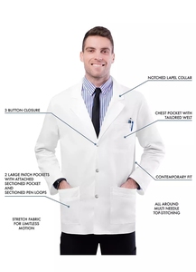 Vente en gros de vestes de laboratoire de meilleure qualité élastiques populaires pour hommes, manteaux de laboratoire très confortables, épais et non extensibles - Product Image 3