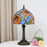 Lampe de table Tiffany style pastoral européen, dôme E26, LED dimmable, lumière blanc chaud, garantie 5 ans pour chambre et famille