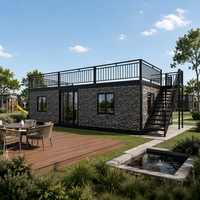 Maison conteneur extensible personnalisée avec terrasse et rampe de sécurité, maison préfabriquée extensible de 30 pieds pour barbecue