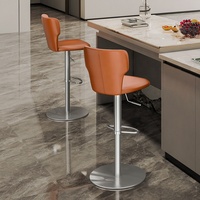 [En stock] Tabouret de bar pivotant réglable en hauteur en acier inoxydable de style européen avec dossier, tabouret haut luxueux pour la maison