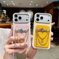 Étui de protection antichute BAILI Factory de luxe en TPU+PC couleur avec chaîne dorée et compartiment pour cartes, pour Samsung A14/A15/A23/A26
