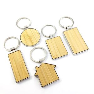 Porte-clés personnalisé pour Noël, cadeau d'entreprise, fête de mariage, logo gravé, en bois vierge, rond, rectangulaire ou en forme de maison - Product Image 5