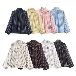 TAOP&ZA 2026 Nuova Collezione Invernale Camicia da Donna <span class=keywords><strong>a</strong></span> <span class=keywords><strong>Pois</strong></span> con Collo Alto, Maniche Lunghe Semi-Trasparenti e Fiocco Decorativo 2075103 - Product Image 1