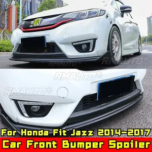 Lèvre de pare-chocs avant Fit Jazz, noir brillant, style sport, spoiler de pare-chocs avant pour Honda Fit Jazz 2014-2017, accessoires de voiture - Product Image 1