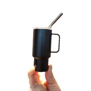 Tasse à café isotherme portable en acier inoxydable de 60 ml avec poignée, couvercle et paille intégrée, pour café concentré froid, 2 oz, idéale pour la voiture, vente transfrontalière - Product Image 5
