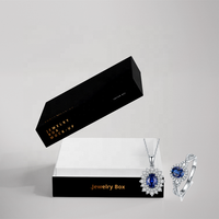 Boîte cadeau de luxe pour bijoux à LED, 2 pièces, en carton rigide, avec aimant, élégante, pour pendentif, collier et bracelet, avec doublure en éponge