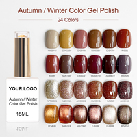 Vernis Gel Couleurs Automne Hiver Prix Usine Marque Privée Sans TPO Rouge Citrouille Caramel Orange Marron Pailleté