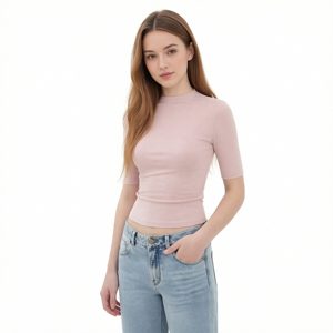 T-shirt da <span class=keywords><strong>donna</strong></span> girocollo a <span class=keywords><strong>mezza</strong></span> <span class=keywords><strong>manica</strong></span>, casual, tinta unita, nuovo stile 2026 - Product Image 4