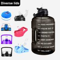 Bouteille d'Eau de Sport en Plastique PETG de 2,2 L (Demi-Gallon) Personnalisable avec Logo, pour la Gym et le Fitness, avec Indicateurs de Temps