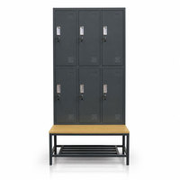 Casier en acier à 6 portes avec banc et étagère à chaussures, armoire de rangement métallique à serrure à clé pour salle de sport, école, personnel, vestiaire