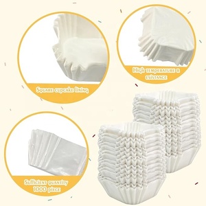 Mini moules à cupcakes carrés en papier blanc enduit, sans odeur, jetables, pour la pâtisserie, petits emballages pour gâteaux, pour <span class=keywords><strong>mariage</strong></span> et fête - Product Image 4