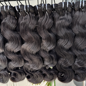 ผมต่อแบบ Body Wave ผมแท้ สีดำธรรมชาติ นุ่มสลวยเป็นลอน แบบ Double Weft หนาแน่น สำหรับขายส่ง - Product Image 4