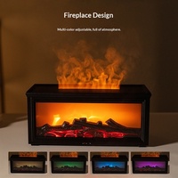Difusor de Aromaterapia Ultrasónico con Diseño de Chimenea Vintage, Silencioso, Alimentado por USB, Capacidad de 0.5L, con Humidificación y Llama Simulada en 3D