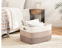 Nouveau panier en corde de coton rustique écologique, de forme rectangulaire, tissé, multifonctionnel, en tissu naturel, élégant