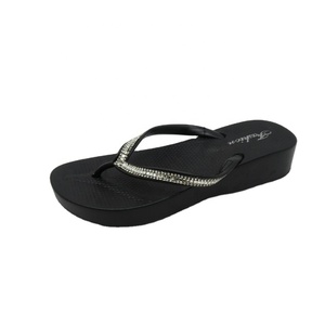 Pantoufles à semelles compensées pour femmes, tongs de Style Simple, tige en PVC avec décoration de diamant, été, - Product Image 4