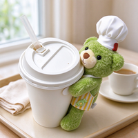 Porte-clés en peluche Ours Chef avec logo personnalisé, porte-tasse, ornement de tasse à café, breloque de sac, jouet en peluche, vente en gros, plusieurs couleurs disponibles