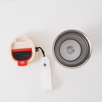 Termometer digital pintar, termos bisnis portabel bepergian kopi stainless steel dengan pegangan