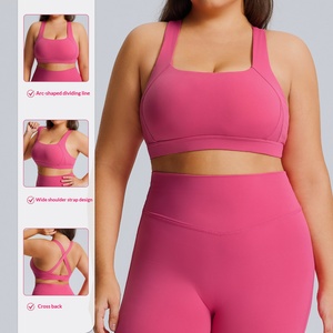 Nuevo sujetador deportivo transfronterizo de talla grande con alto soporte, de Spandex/Nylon, a prueba de golpes, para <span class=keywords><strong>mujer</strong></span>, ideal para correr al aire libre, fitness y yoga. - Product Image 1