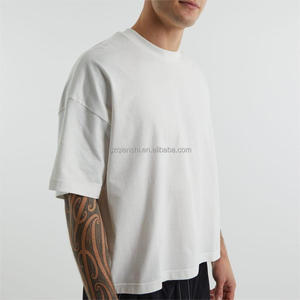 เสื้อยืดคอกลมผ้าฝ้าย 320 แกรม แบบเรียบง่าย สไตล์สตรีทแวร์ เสื้อยืดเปล่าสำหรับดีไซน์เนอร์ เสื้อยืดผู้ชายทรงโอเวอร์ไซส์ หนานุ่ม ทรงบ็อกซี่ ตัดสั้น - Product Image 5