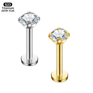 Titan G23 Zircon Tai xương <span class=keywords><strong>Stud</strong></span> kích cỡ khác nhau xoắn ốc tai xuyên phụ kiện đơn giản sáng bóng môi mũi vòng lưỡi cơ thể đám cưới - Product Image 1