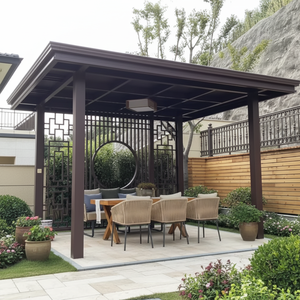 Gazebo Tradicional Chino <span class=keywords><strong>de</strong></span> Aluminio <span class=keywords><strong>con</strong></span> Techo <span class=keywords><strong>de</strong></span> Vidrio Templado, Eléctrico e Inteligente, para Patio, Terraza o Villa - Product Image 4