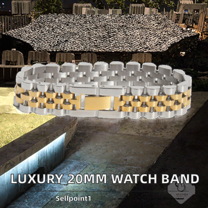 Bracelet en acier inoxydable massif de luxe Mingshi 20 mm avec fermoir déployant pour montre Rollex - Product Image 2