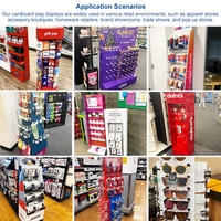 Présentoir autoportant en carton ondulé personnalisé avec crochets pour magasins de détail et d'alimentation