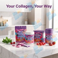Mélange de poudre de peptides de collagène multi-fruits rouges avec peptides de collagène à spectre complet pour la peau, les cheveux et les ongles, marque privée OEM