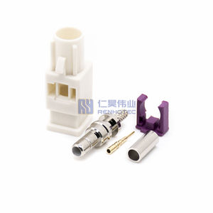 Conector Automotriz <span class=keywords><strong>Jack</strong></span> Fakra, Clavija Recta Macho, Cable Blanco, Código B, Crimpado - Product Image 2