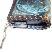 Dompet Koin (turquoise) Dompet Koin Buatan Tangan, Dompet Kulit Katun Magnet Kreatif India Clutch YKK Metal VT Leather Edge Braiding