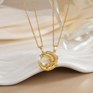 Conjunto de Colares Magnéticos para Casais, Banhado a Ouro 18K, Aço Inoxidável, Sol, Lua, Coração, Asa, Presente de Joias para Melhores Amigos e Dia dos Namorados - Product Image 4