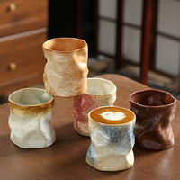 Tasse en grès réactif vintage, irrégulière et froissée, en céramique, pour café et thé, idéale pour café et maison