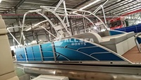 Bateau ponton en aluminium soudé de 6,7 m (22 pieds) de luxe pour la pêche sportive et la navigation rapide, avec moteur hors-bord de 150 CV pour utilisation en rivière
