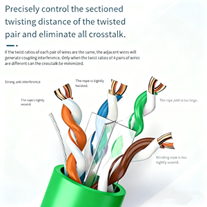 สายเคเบิลเครือข่าย DENIXI Cat6 แบบแข็ง CCA ป้องกันสัญญาณรบกวน <span class=keywords><strong>UTP</strong></span>/FTP ขนาด 23/24AWG ความยาว 100 ม./305 ม./500 ม. สำหรับใช้งานภายในอาคาร ความเร็วสูง 10G สำหรับบ้าน/สำนักงาน/ร้านอินเทอร์เน็ต - Product Image 2