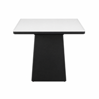 Table d'appoint carrée moderne en acier avec plateau blanc et base de piédestal foncée, options de couleur personnalisées pour la maison, le bureau et la chambre